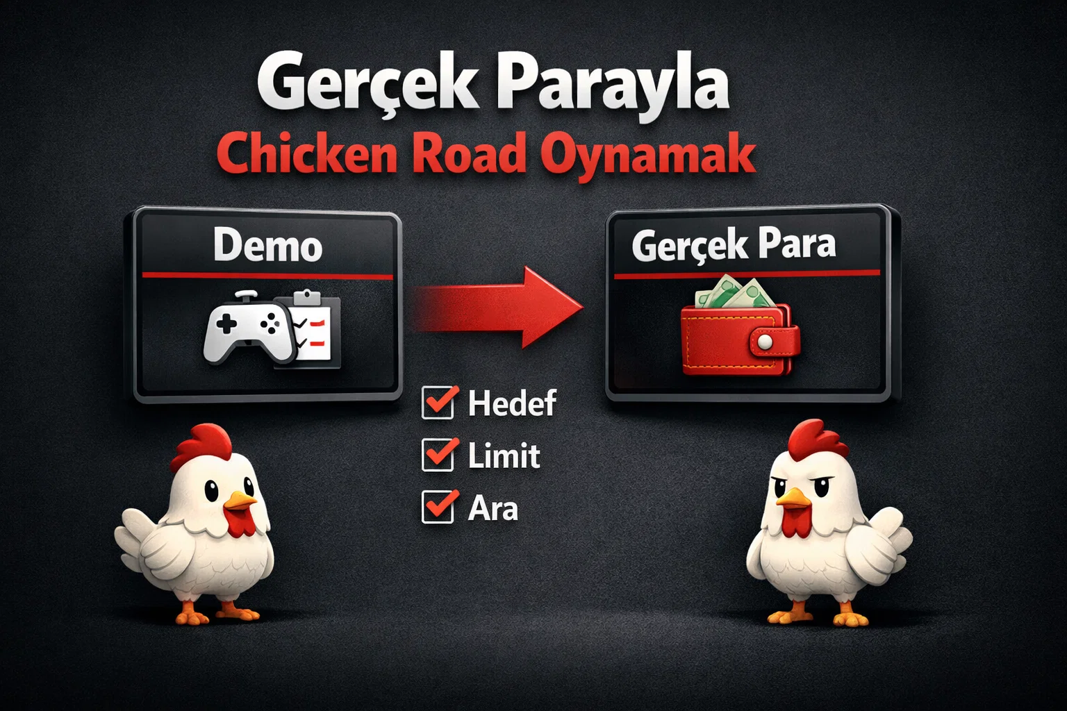 Chicken Road demo ve gercek para modu karsilastirma gorseli